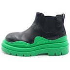 Bottega Veneta Tire Ankle Chelsea Boots Black Green