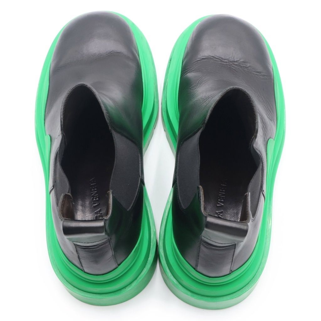 Bottega Veneta Tire Ankle Chelsea Boots Black Green — view 4