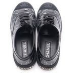 Chanel CC Logo Camellia Sneakers Black Fabric Leather — view 4