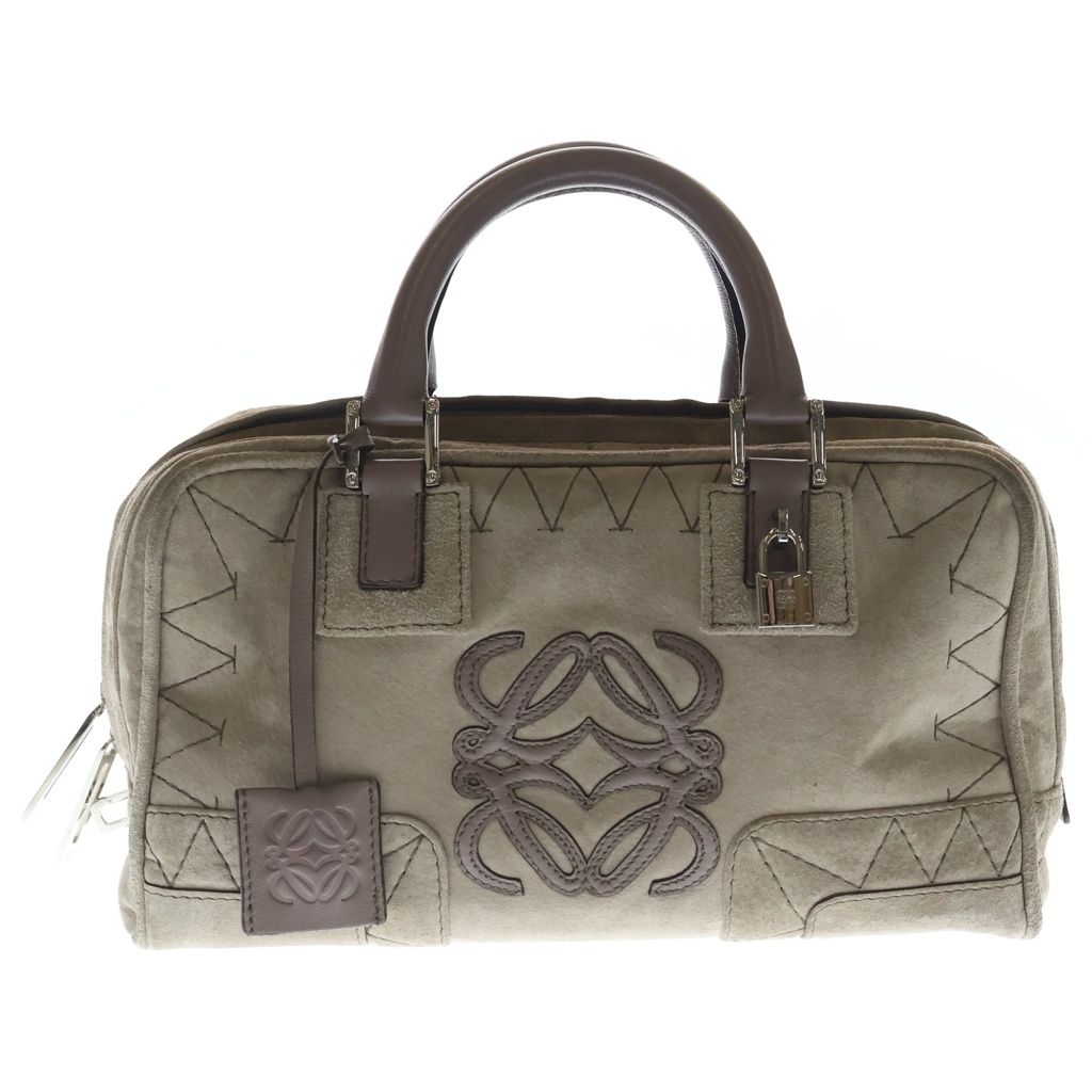 Loewe Amazona 28 Gray Suede Leather Handbag