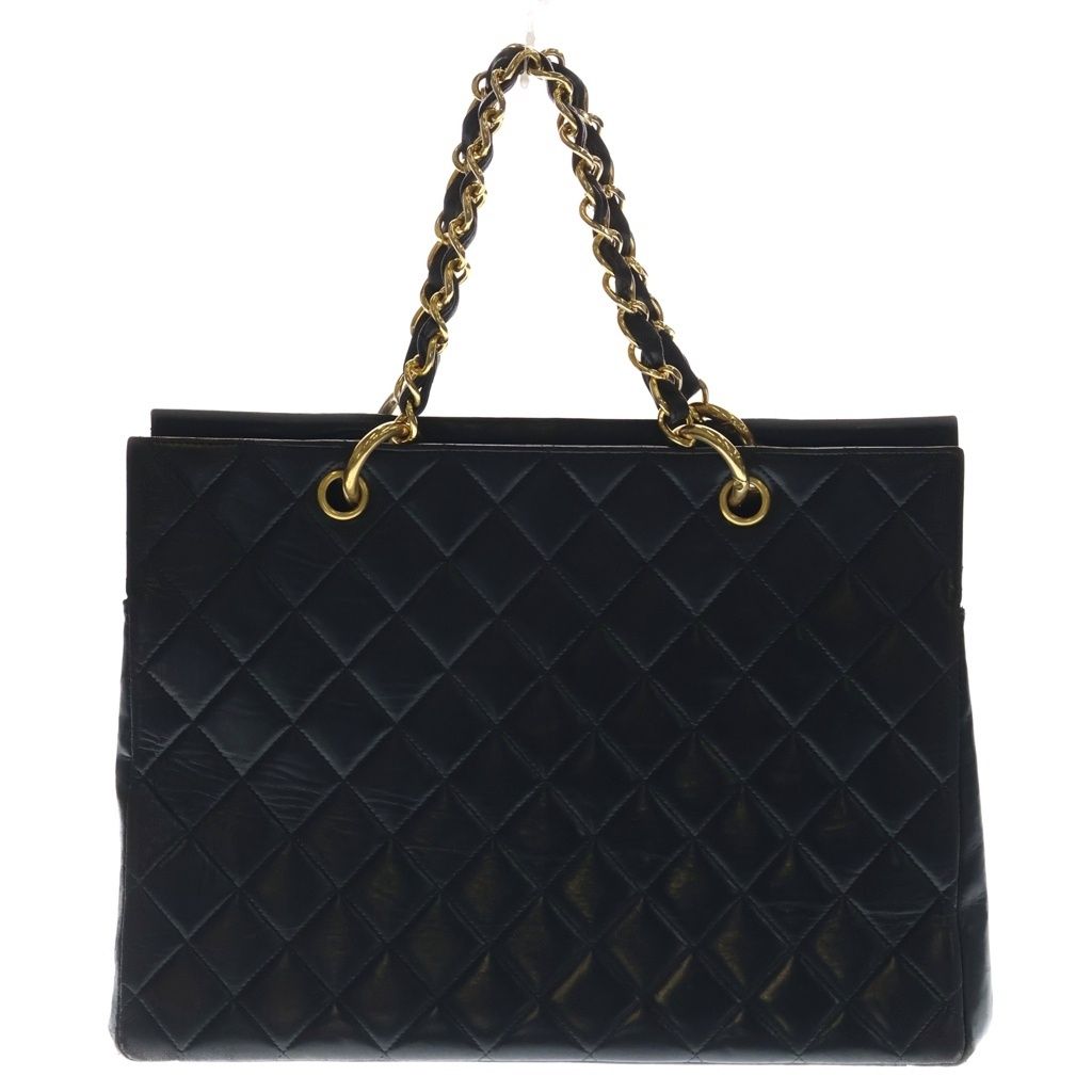 Chanel Quilted CC Logo Chain Tote Lambskin Black Gold — view 2