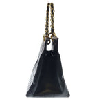 Chanel Quilted CC Logo Chain Tote Lambskin Black Gold — view 3