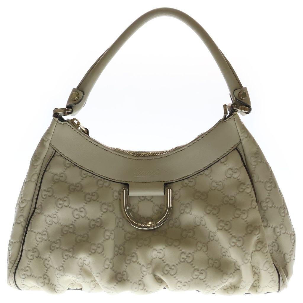 Gucci Guccissima Abbey Shoulder Bag White Leather