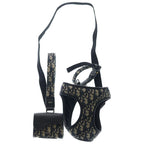 Dior Pet Leash Dog Tall Oblique Jacquard Pouch Dog Harness Navy Gray