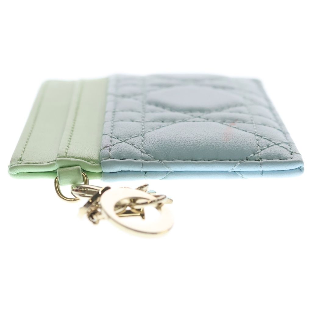 Dior Lady Frisia Lambskin Leather Card Case Light Green Blue — view 3