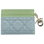 Dior Lady Frisia Lambskin Leather Card Case Light Green Blue — view 2