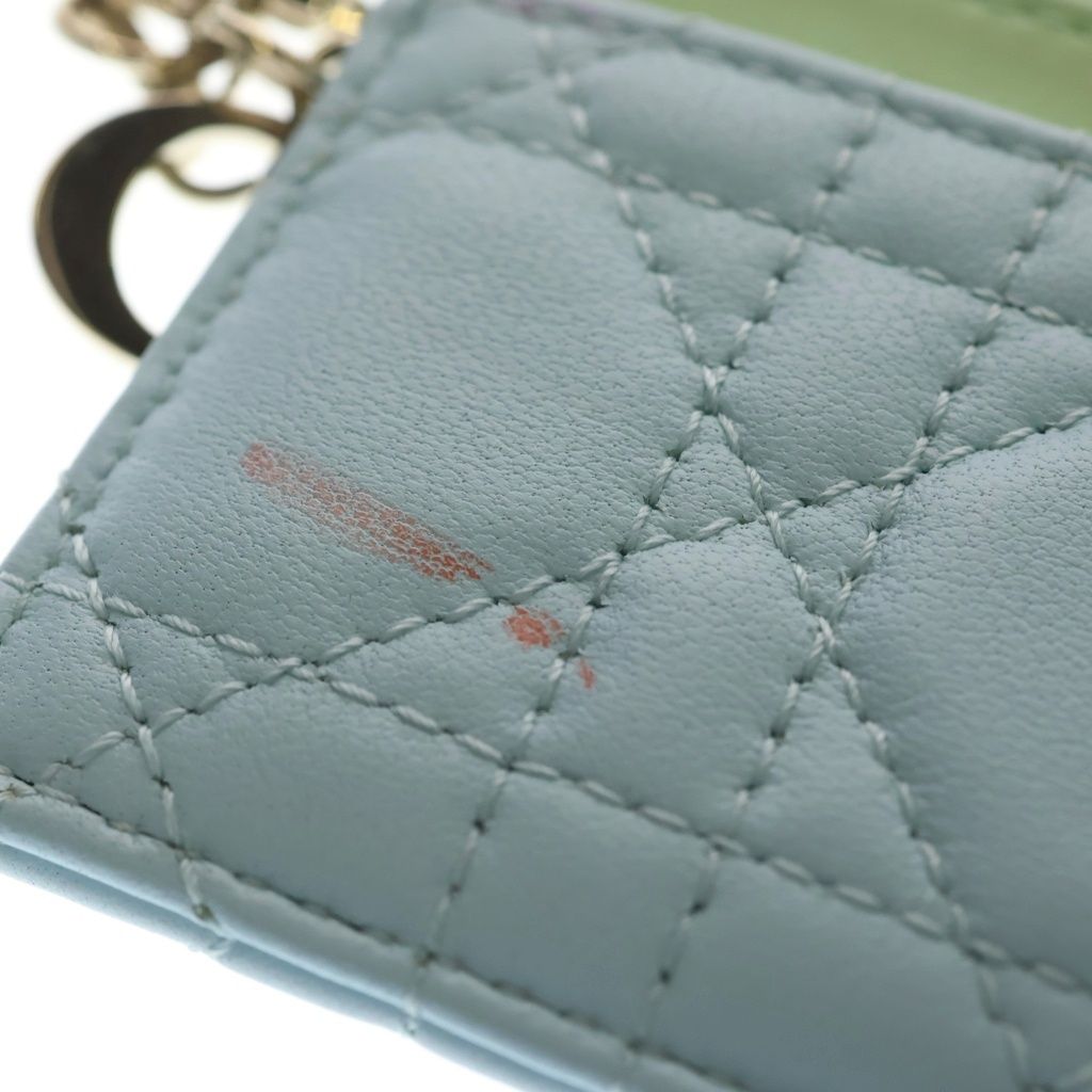 Dior Lady Frisia Lambskin Leather Card Case Light Green Blue — view 5
