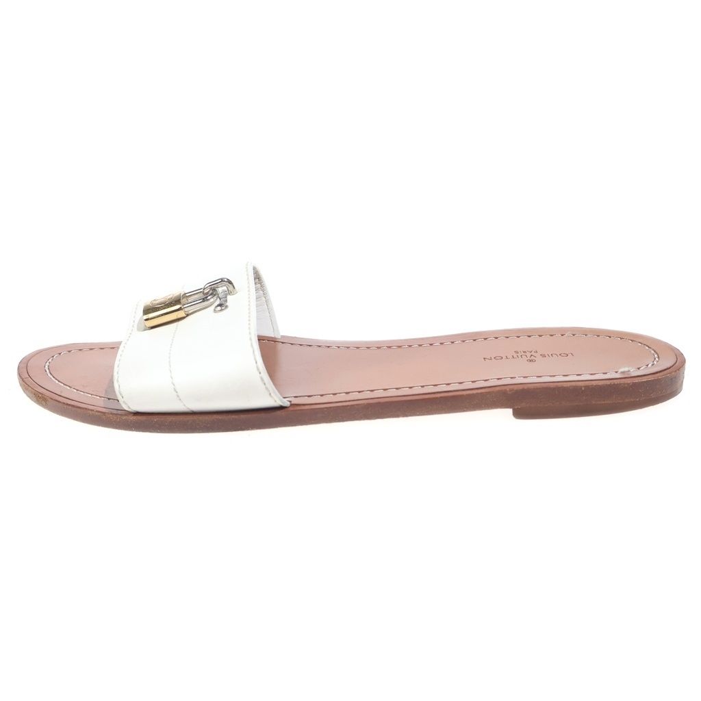 Louis Vuitton Lock It Flat Sandals Brown White Leather