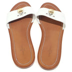 Louis Vuitton Lock It Flat Sandals Brown White Leather — view 4