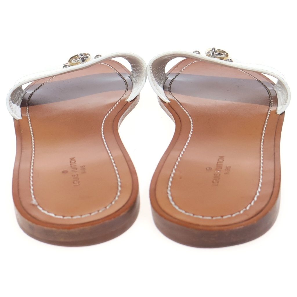 Louis Vuitton Lock It Flat Sandals Brown White Leather — view 3