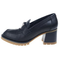 Hermes Fock 60 Logo Leather Heels Loafers Shoes Silver Black