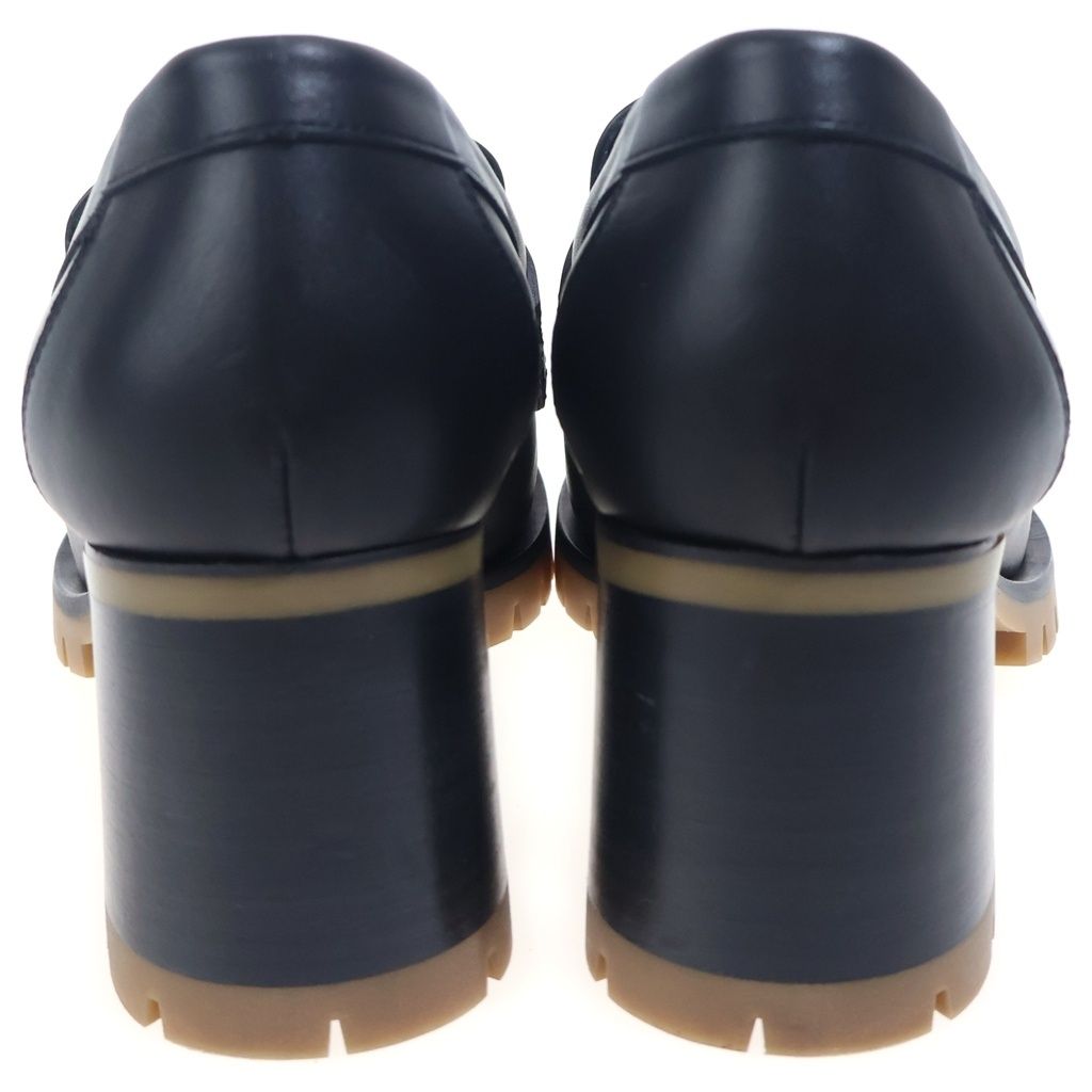Hermes Fock 60 Logo Leather Heels Loafers Shoes Silver Black — view 3