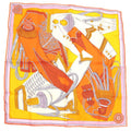 Hermes Carre 45 Zoavu and Dragon All Over Print Silk Scarf Orange
