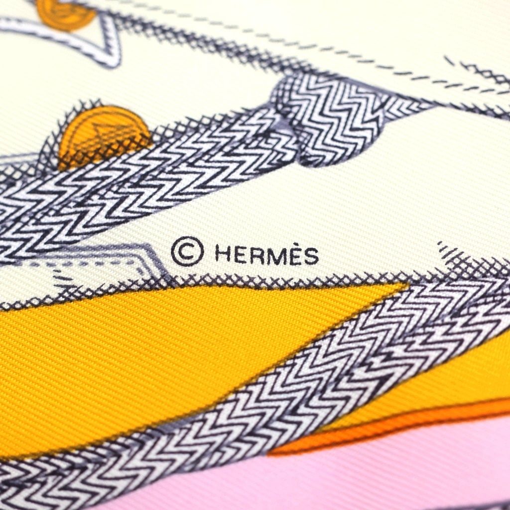 Hermes Carre 45 Zoavu and Dragon All Over Print Silk Scarf Orange — view 5