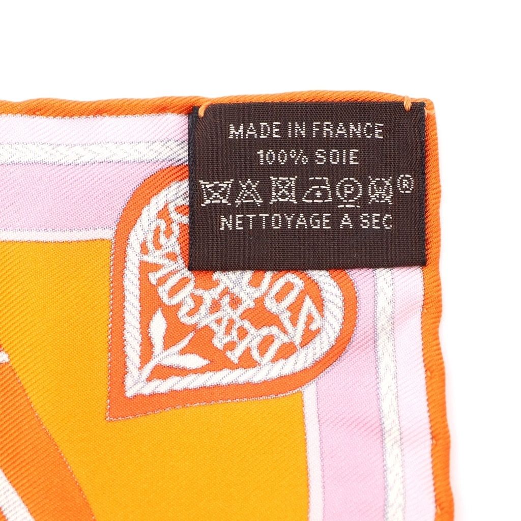 Hermes Carre 45 Zoavu and Dragon All Over Print Silk Scarf Orange — view 6