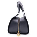 Dior Vintage Round Oval Leather Handbag Black Gold — view 3
