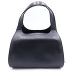 Dior Vintage Round Oval Leather Handbag Black Gold — view 2