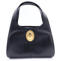 Dior Vintage Round Oval Leather Handbag Black Gold