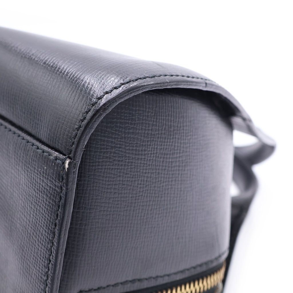 Dior Vintage Round Oval Leather Handbag Black Gold — view 6