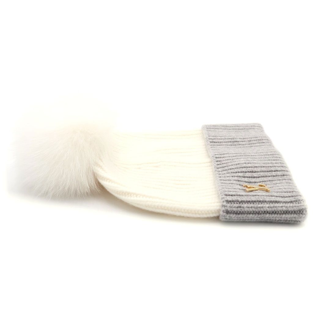 Louis Vuitton Beanie LV Cold Spark Faux Cashmere Knit Cap Hat White Gray — view 3
