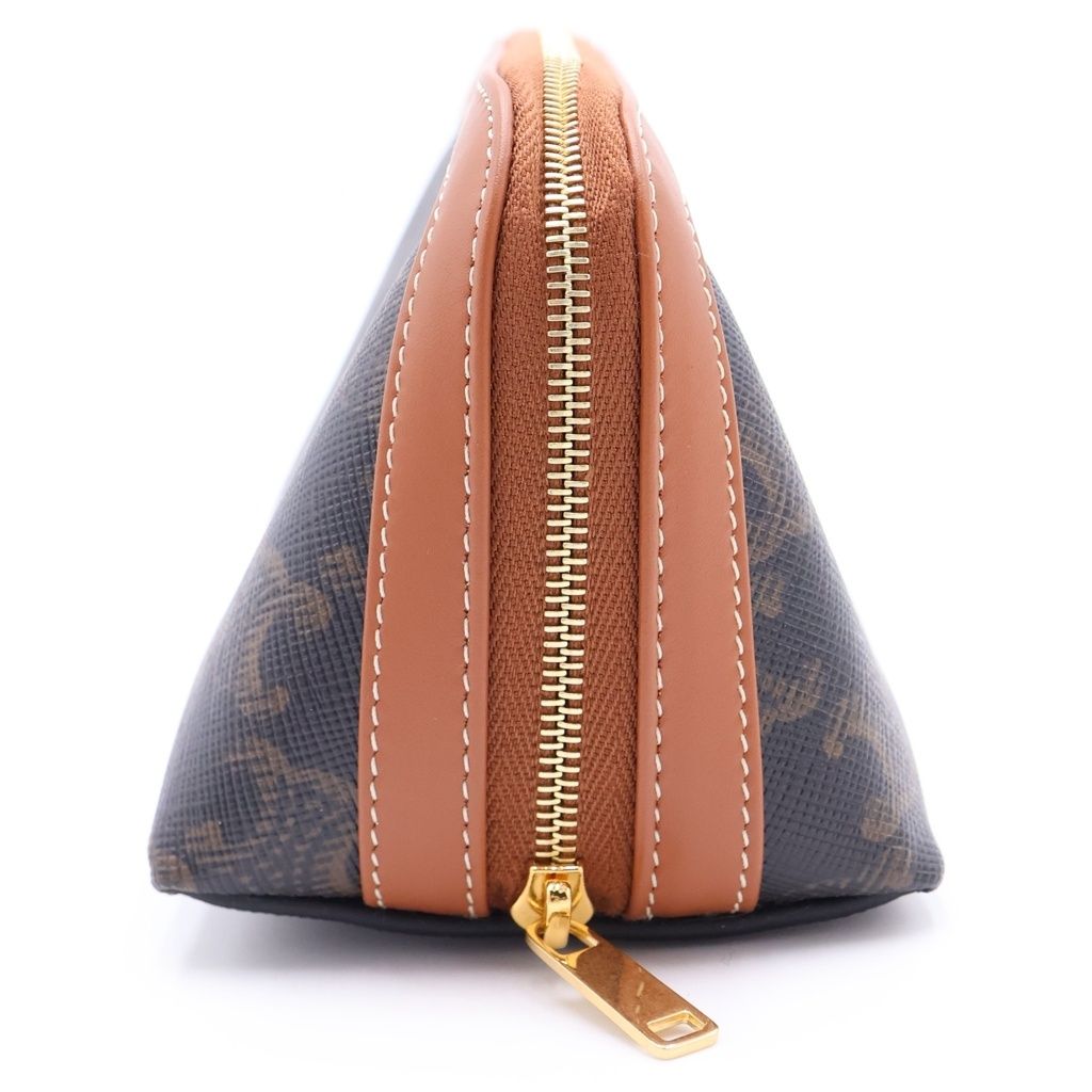Celine Small Cosmetics Pouch Brown Tan Leather Gold — view 3