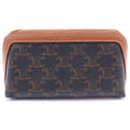 Celine Small Cosmetics Pouch Brown Tan Leather Gold
