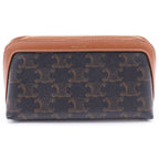 Celine Small Cosmetics Pouch Brown Tan Leather Gold