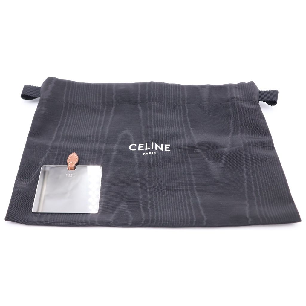 Celine Small Cosmetics Pouch Brown Tan Leather Gold — view 7