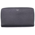 Celine Logo Zip Around Leather Wallet Black