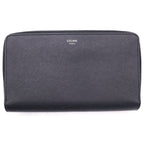Celine Logo Zip Around Leather Wallet Black