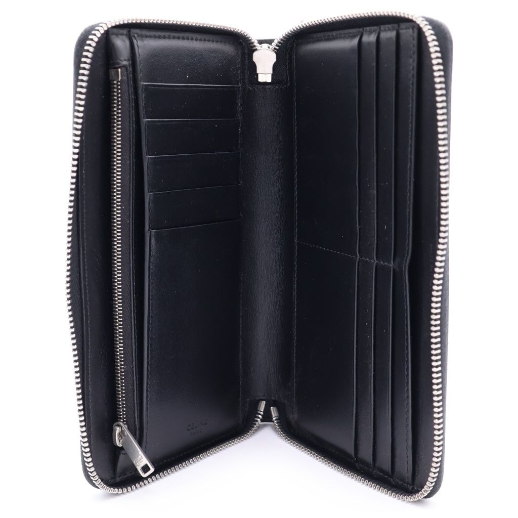 Celine Logo Zip Around Leather Wallet Black — view 4