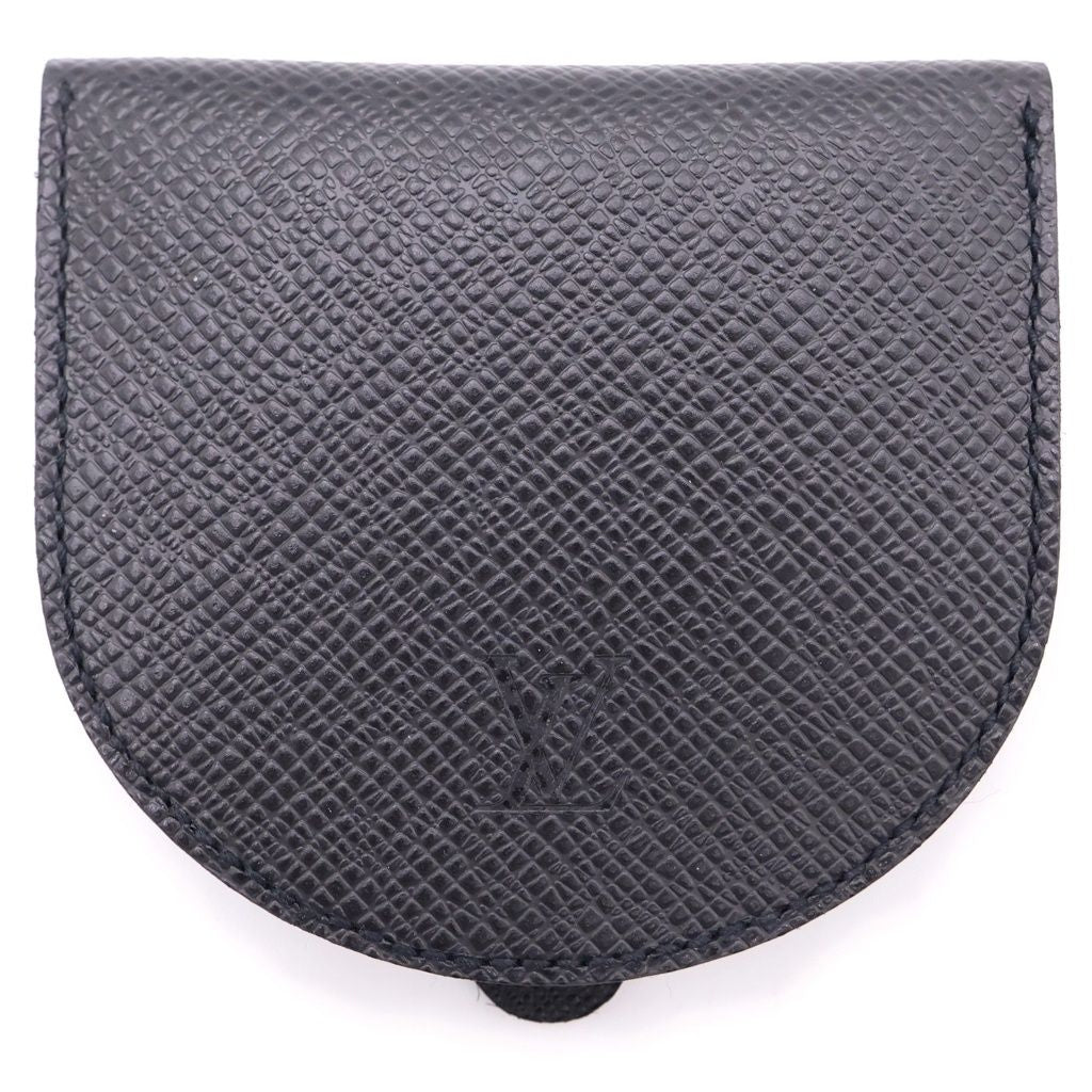 Louis Vuitton Porte-Monnaie Cuvette Taiga Leather Coin Case Black