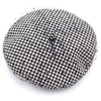 Dior Check Houndstooth Pattern Lace Layered Beret Hat Black White — view 6
