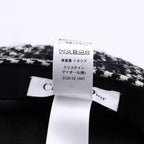 Dior Check Houndstooth Pattern Lace Layered Beret Hat Black White — view 8