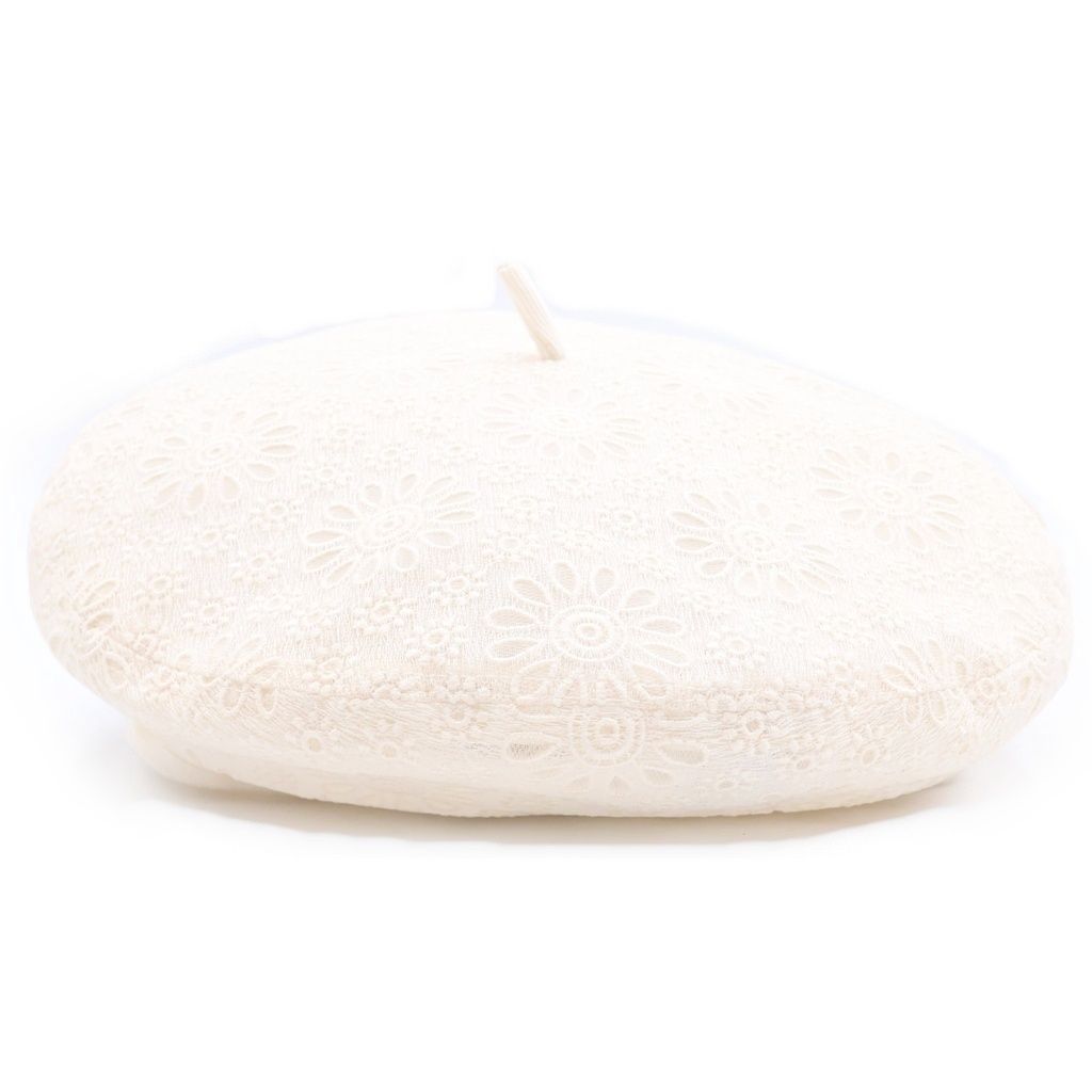 Dior Floral Lace Mesh Beret Hat White — view 2