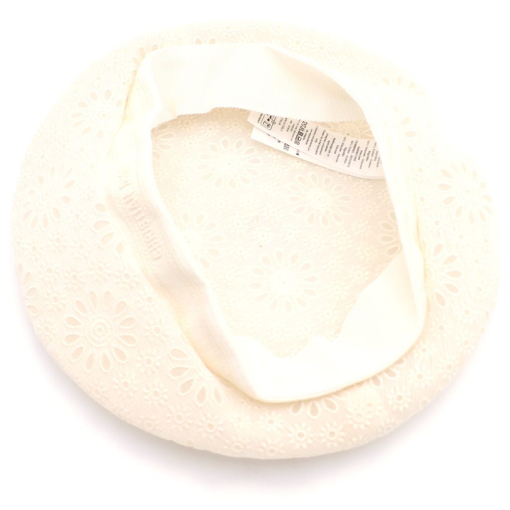 Dior Floral Lace Mesh Beret Hat White — view 5