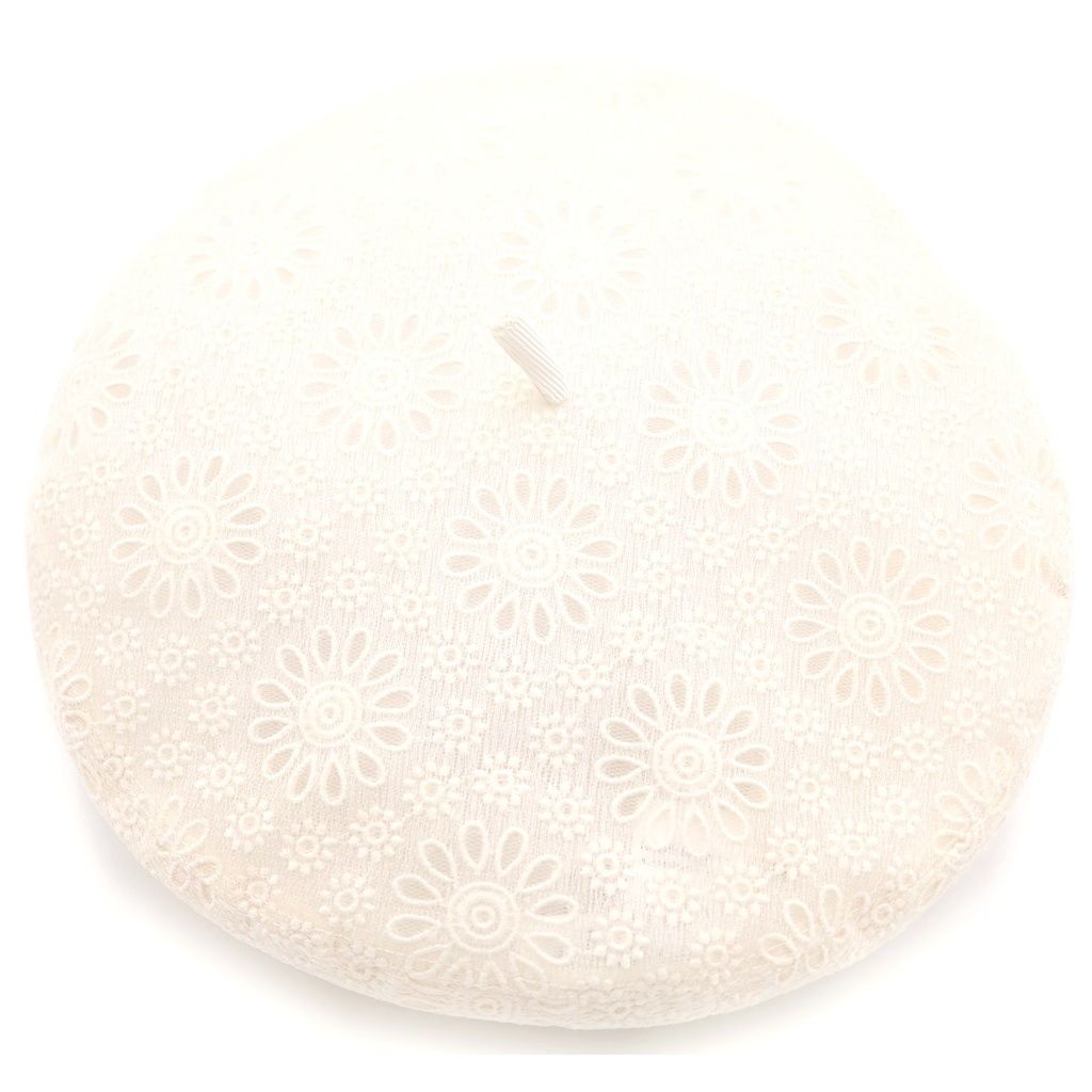 Dior Floral Lace Mesh Beret Hat White — view 6