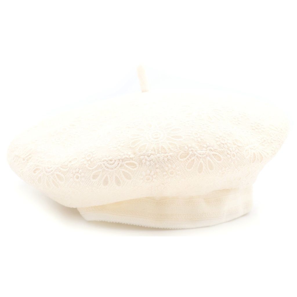 Dior Floral Lace Mesh Beret Hat White — view 3