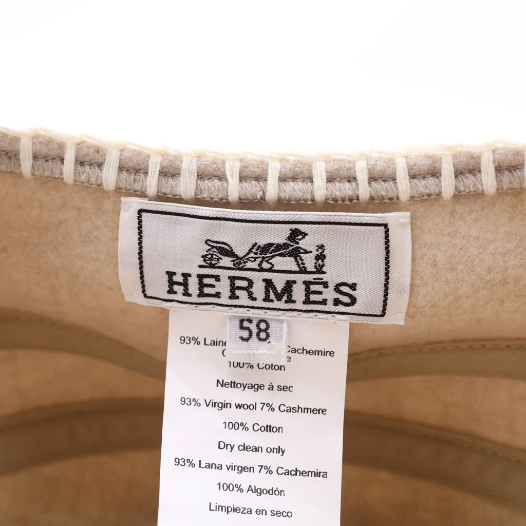 Hermes Saint Honore Cashmere Blend Wool Beret Hat Beige — view 7