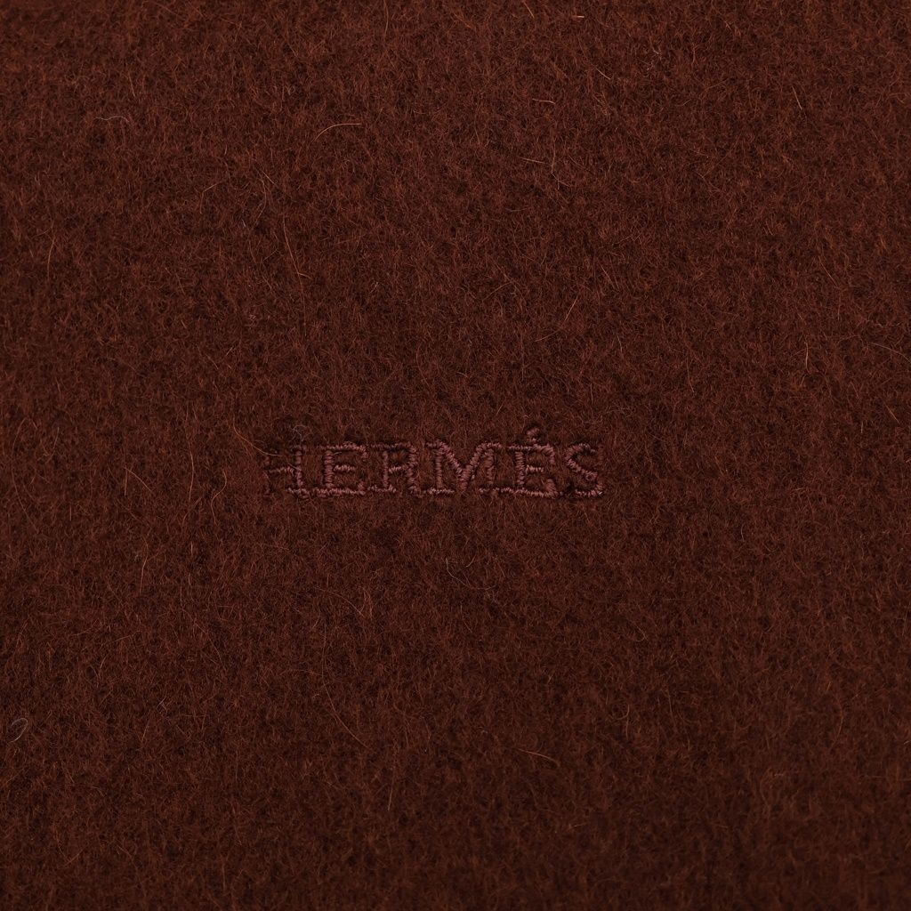 Hermes Scarf Logo Brown Cashmere — view 5