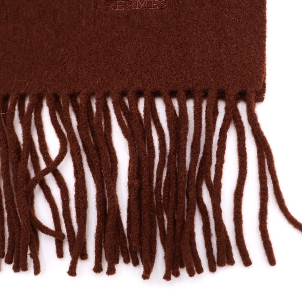 Hermes Scarf Logo Brown Cashmere — view 3