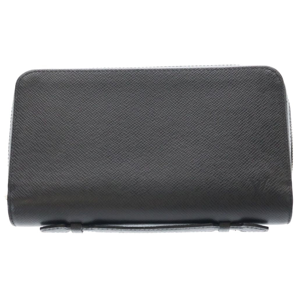 Louis Vuitton Taiga Zippy XL Zip Around Wallet Black Leather Silver
