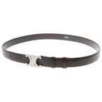 Celine Triomphe Buckle Leather Belt Silver Brown