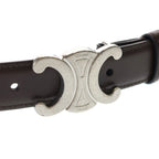 Celine Triomphe Buckle Leather Belt Silver Brown — view 4