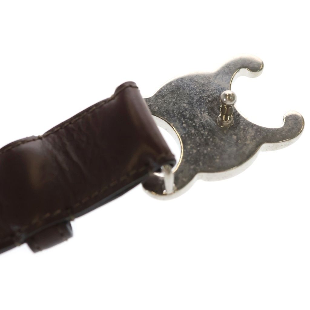 Celine Triomphe Buckle Leather Belt Silver Brown — view 5