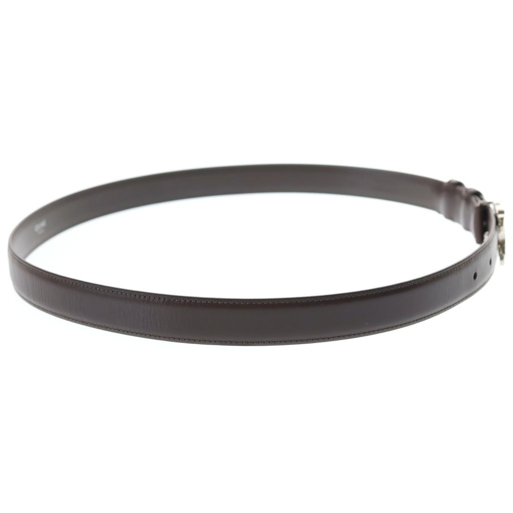 Celine Triomphe Buckle Leather Belt Silver Brown — view 3