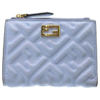 Fendi FF Logo Nappa Leather Wallet Bifold Blue