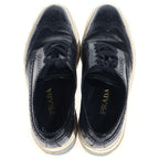 Prada Wingtip Espadrille Leather Shoes Black Blue — view 4