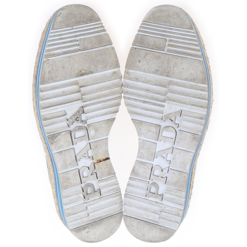 Prada Wingtip Espadrille Leather Shoes Black Blue — view 5