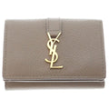 Saint Laurent Paris Origami Tiny Wallet Trifold Coin Case Brown Beige Leather